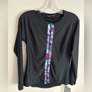 NWT Women’s Athleta Full Zip Long Sleeve Floral Fade Shirt M Rash Guard Biking